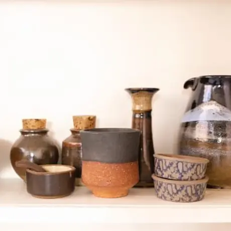 Handmade ceramic vessels used as interior styling detail