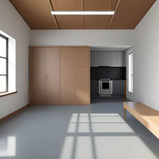 Empty apartment room before space planning and furniture layout